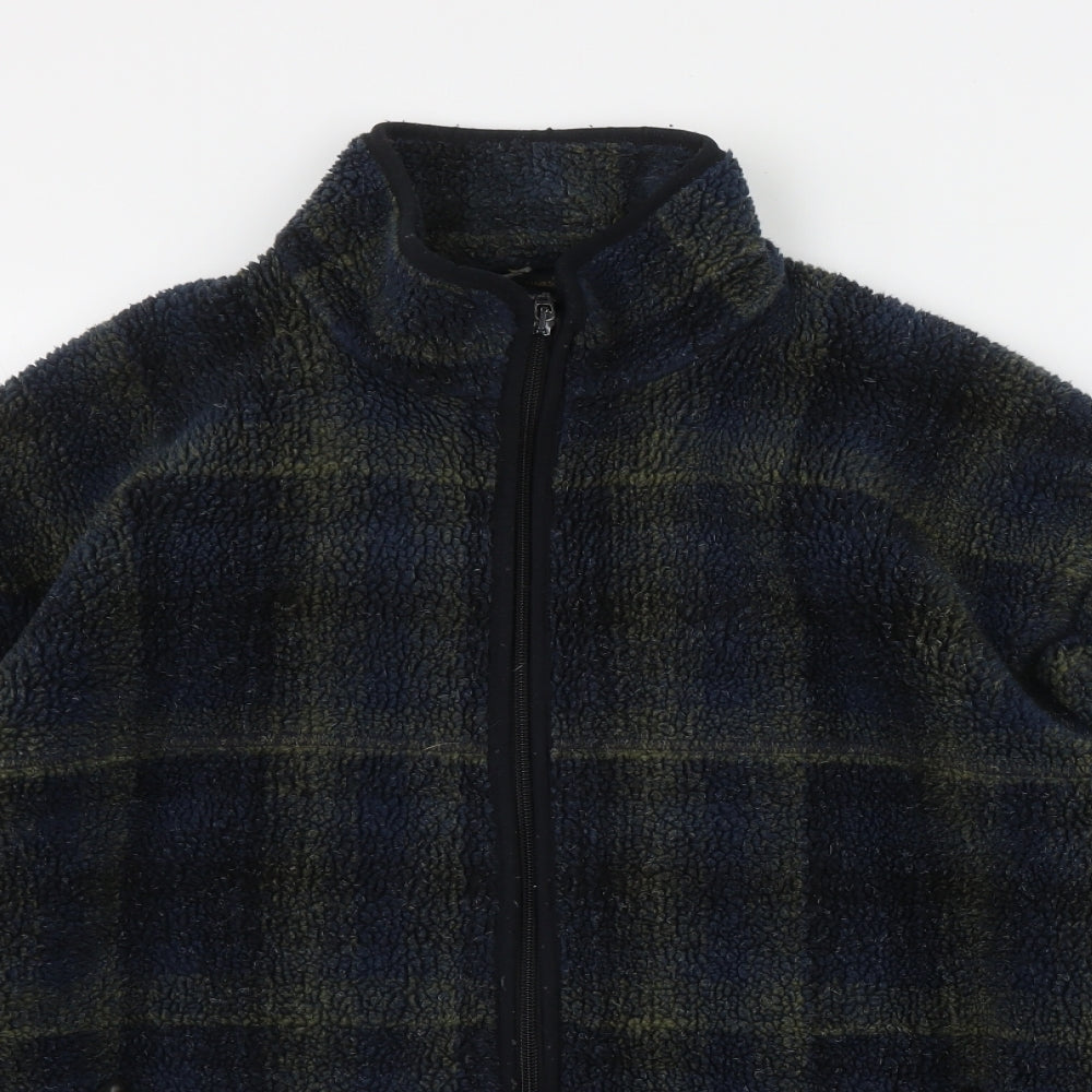 Marks and Spencer Womens Blue Plaid Polyester Full Zip Sweatshirt Size M  Zip