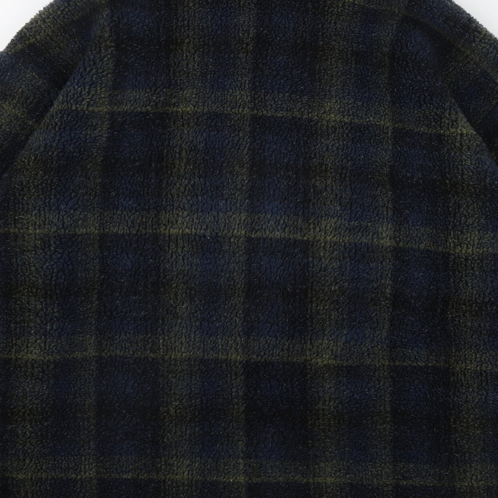 Marks and Spencer Womens Blue Plaid Polyester Full Zip Sweatshirt Size M  Zip