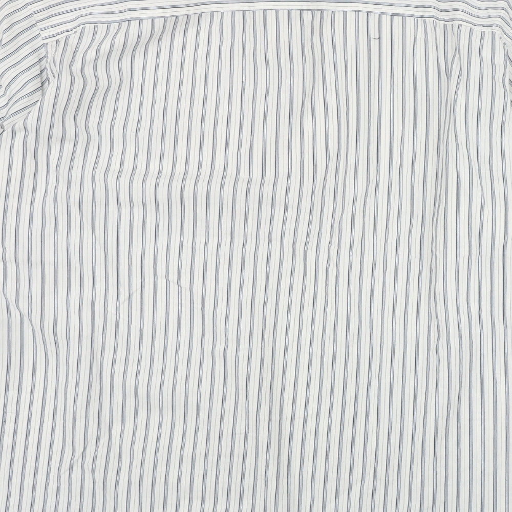 Timberland Mens White Striped Cotton  Button-Up Size XL Collared Button