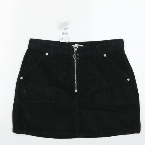 Topshop Womens Green  Cotton A-Line Skirt Size 12   Zip