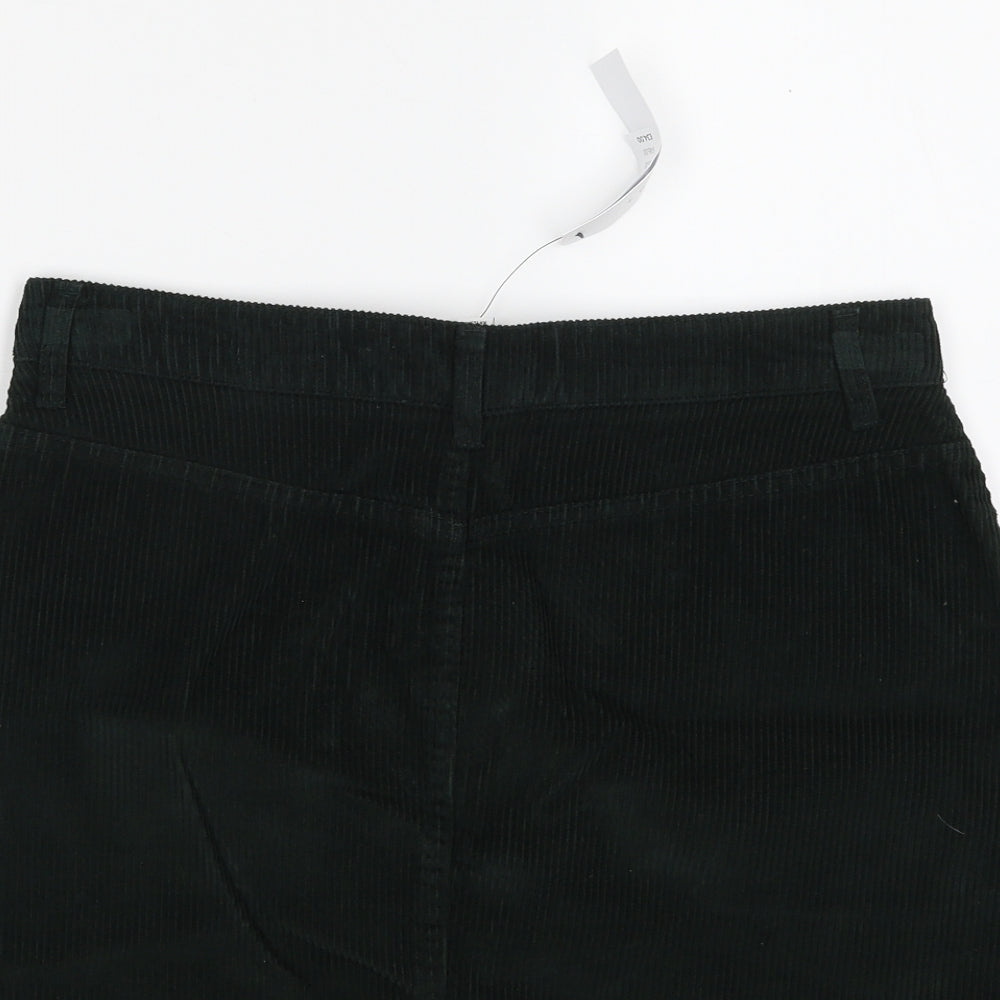 Topshop Womens Green  Cotton A-Line Skirt Size 12   Zip