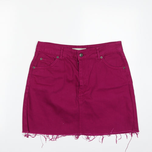 Topshop Womens Purple  Cotton A-Line Skirt Size 12   Zip