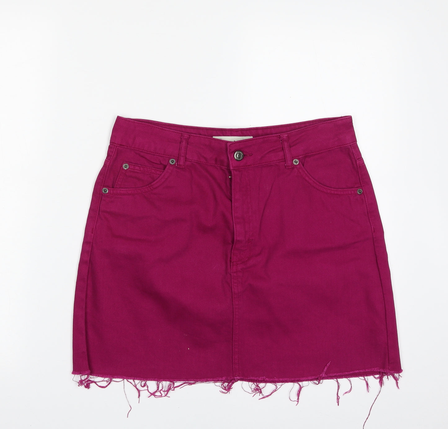 Topshop Womens Purple  Cotton A-Line Skirt Size 12   Zip