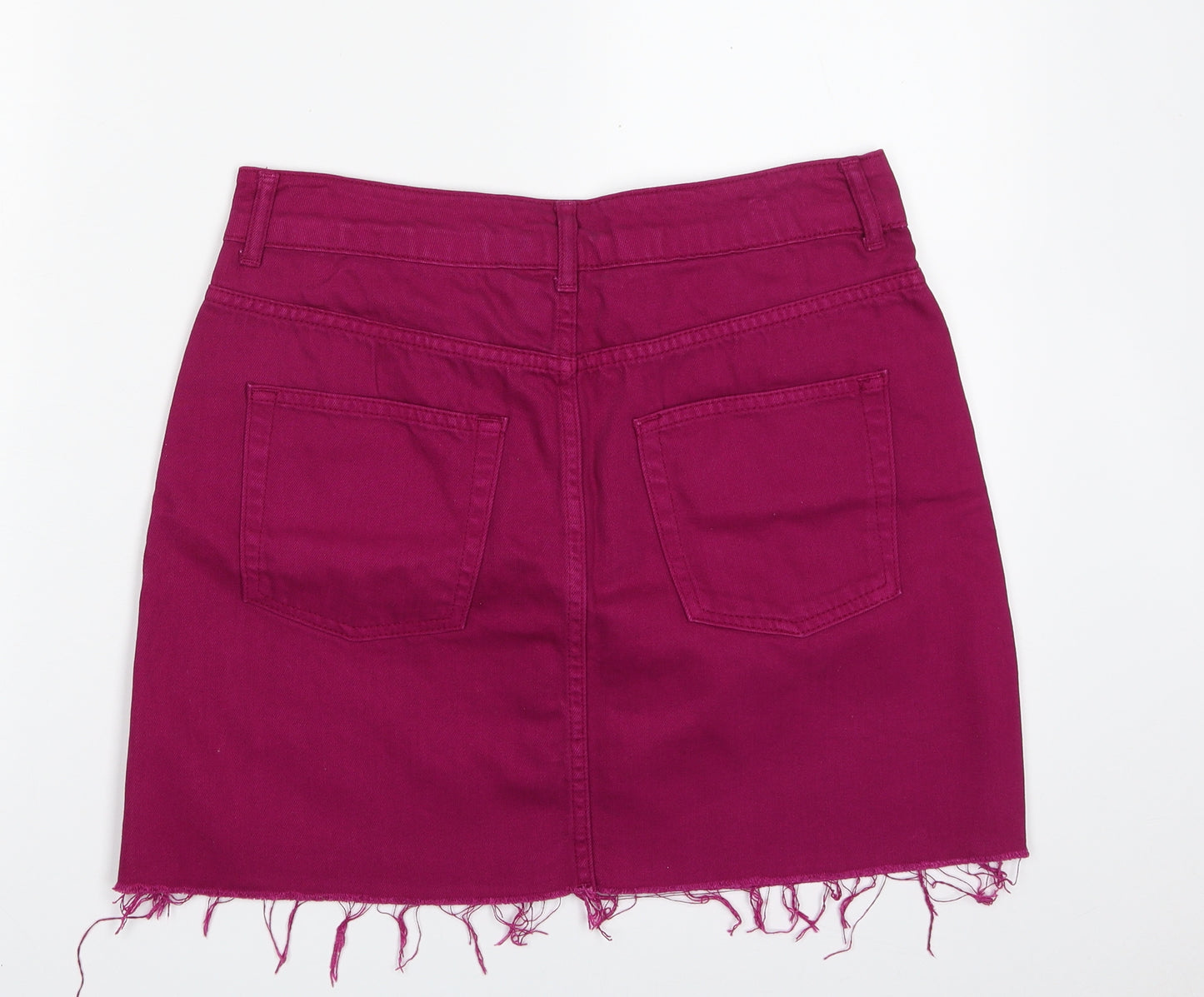 Topshop Womens Purple  Cotton A-Line Skirt Size 12   Zip