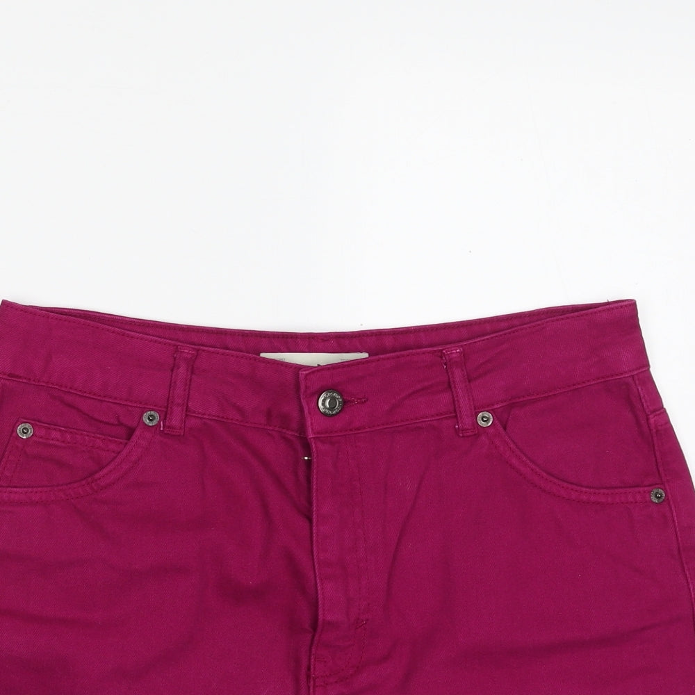 Topshop Womens Purple  Cotton A-Line Skirt Size 12   Zip