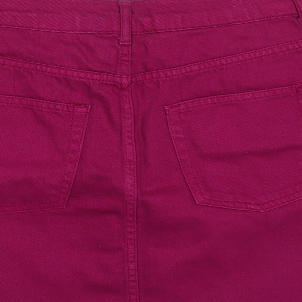 Topshop Womens Purple  Cotton A-Line Skirt Size 12   Zip