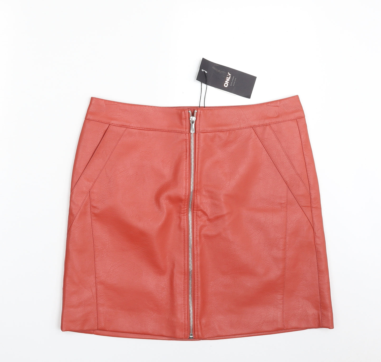 Only Womens Brown  Polyester A-Line Skirt Size 12   Zip