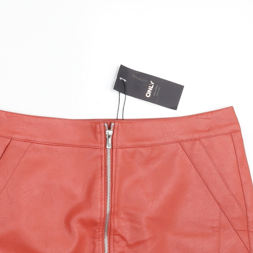 Only Womens Brown  Polyester A-Line Skirt Size 12   Zip