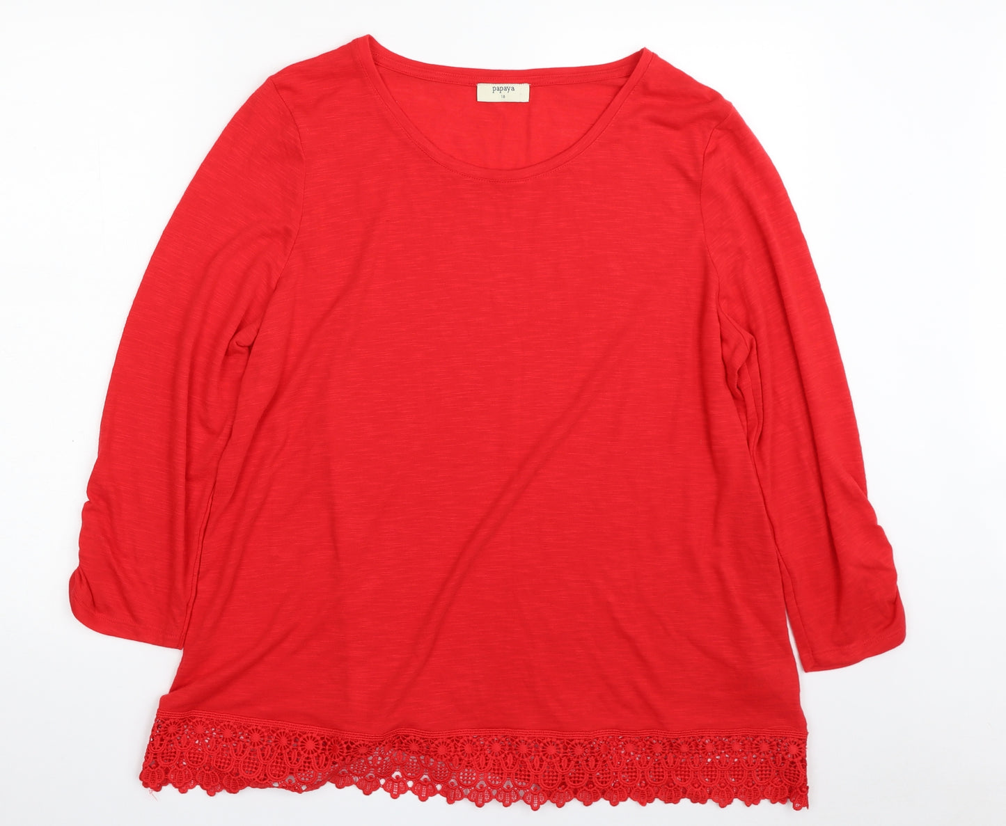 Papaya Womens Red  Polyester Basic T-Shirt Size 18 Boat Neck