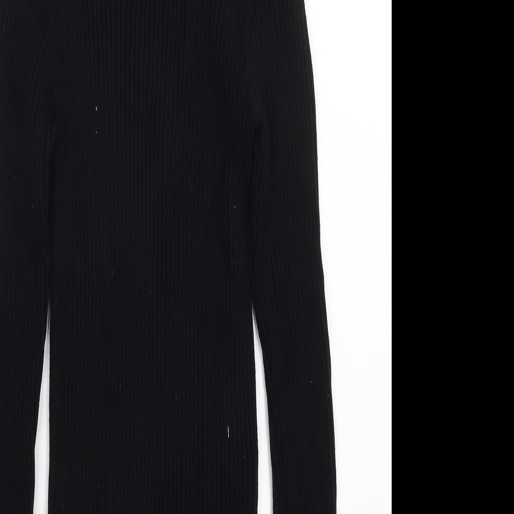 SheIn Womens Black Roll Neck  Viscose Pullover Jumper Size 10