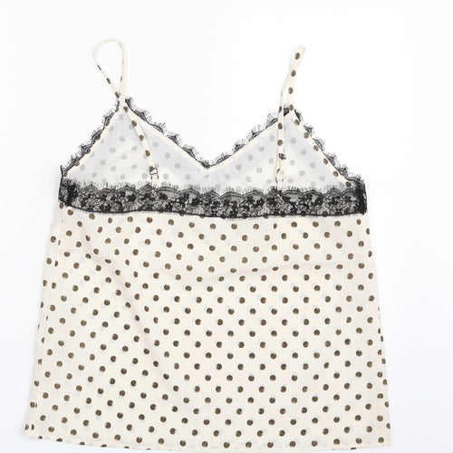 Topshop Womens Ivory Polka Dot Polyester Camisole Blouse Size 12 V-Neck