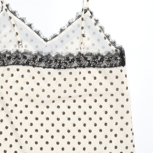 Topshop Womens Ivory Polka Dot Polyester Camisole Blouse Size 12 V-Neck