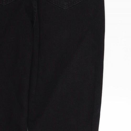 Denim & Co. Womens Black  Cotton Mom Jeans Size 14 L29 in Regular Zip