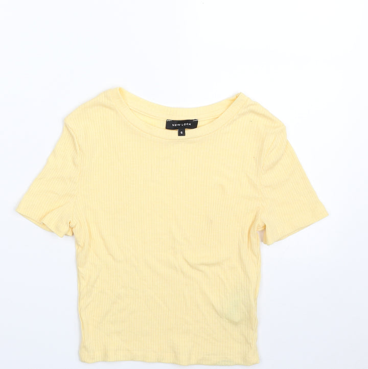 New Look Womens Yellow Polyester Pullover Sweatshirt Size 6 Pullover