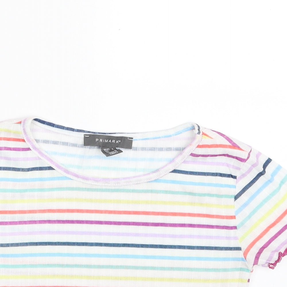 Primark Womens Multicoloured Striped Polyester Pullover Sweatshirt Size 8  Pullover