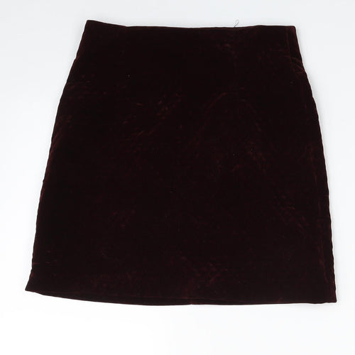 New Look Womens Purple Argyle/Diamond Polyester A-Line Skirt Size 6   Zip