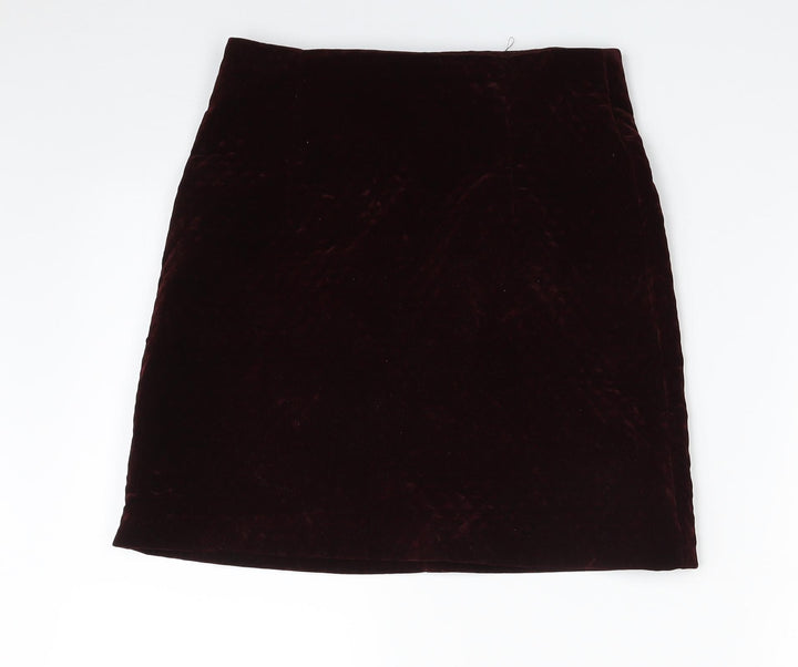 New Look Womens Purple Argyle/Diamond Polyester A-Line Skirt Size 6 Zip