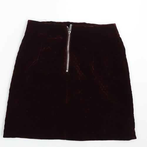 New Look Womens Purple Argyle/Diamond Polyester A-Line Skirt Size 6   Zip