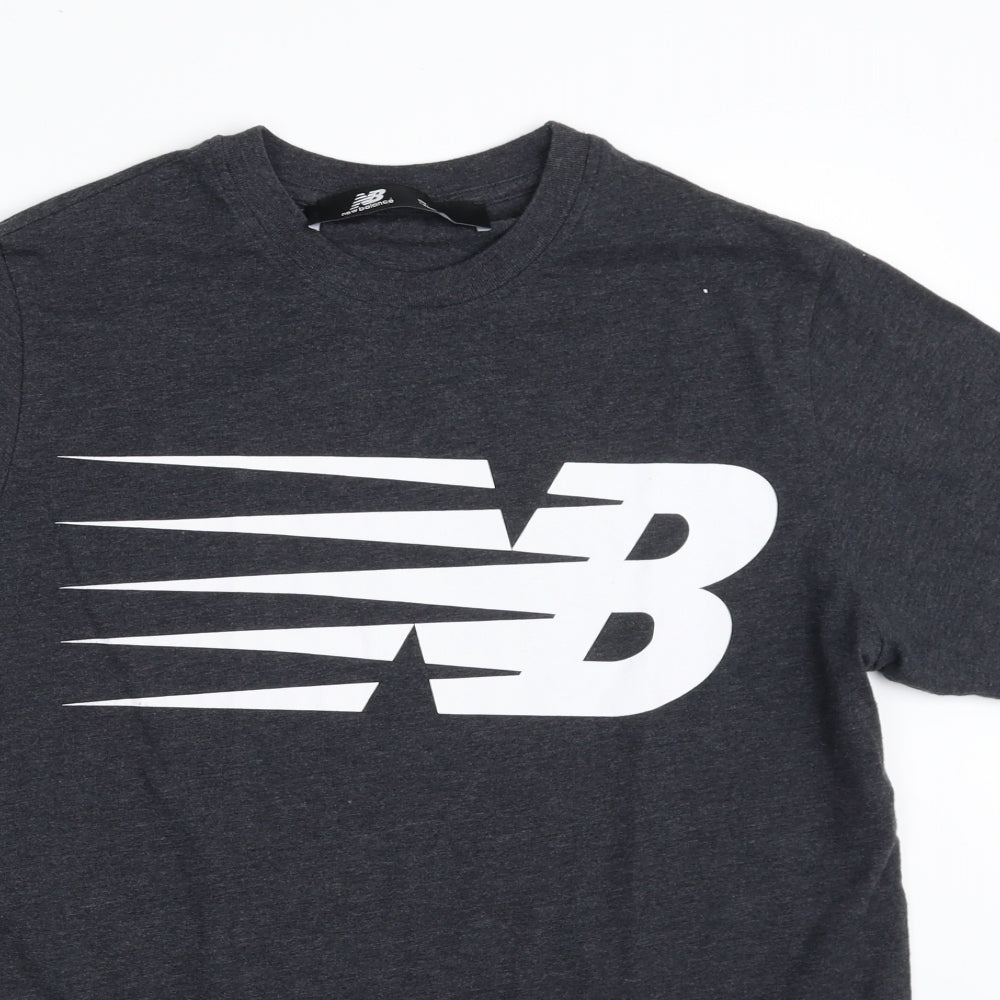 New Balance Mens Grey  Polyester  T-Shirt Size L Crew Neck