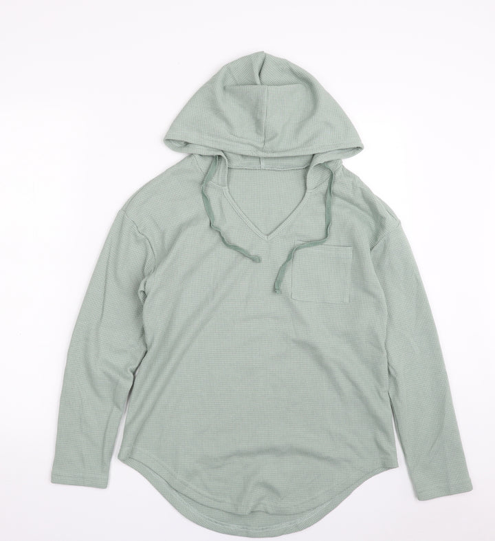 SheIn Womens Green Polyester Pullover Hoodie Size 10 Pullover