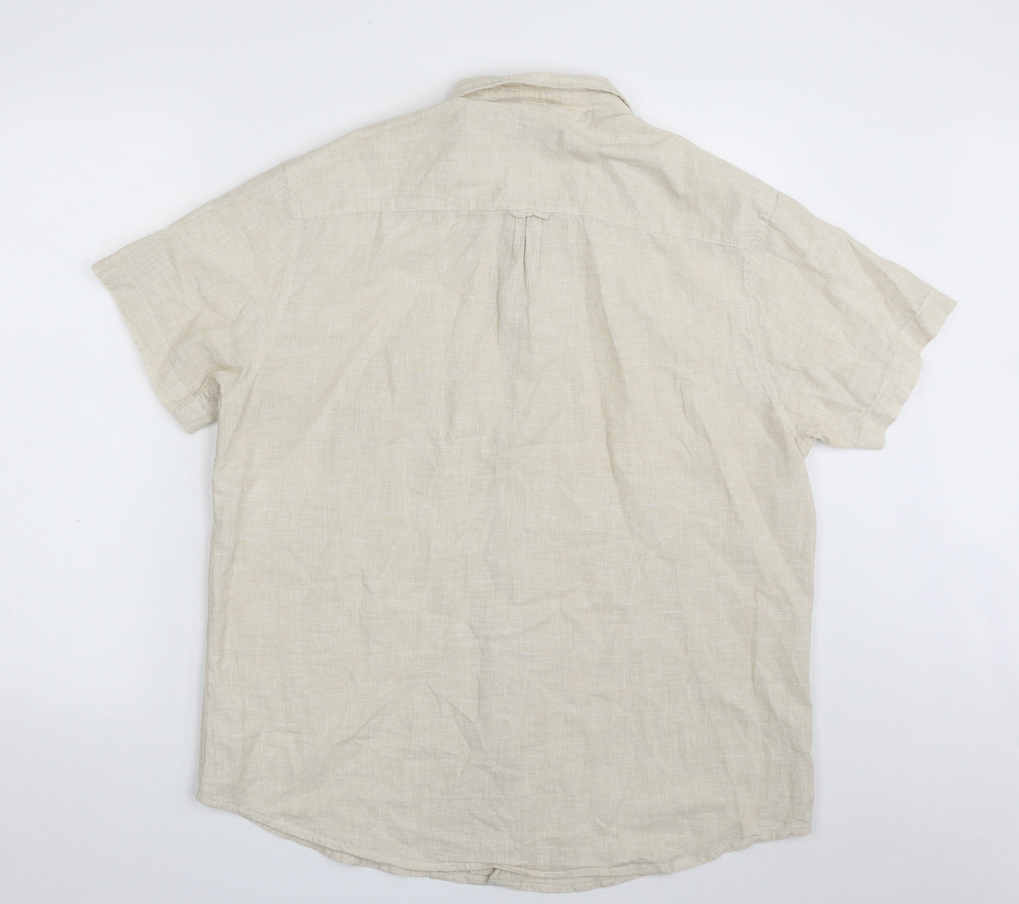 Cedar Wood State Mens Beige  Linen  Button-Up Size L Collared Button