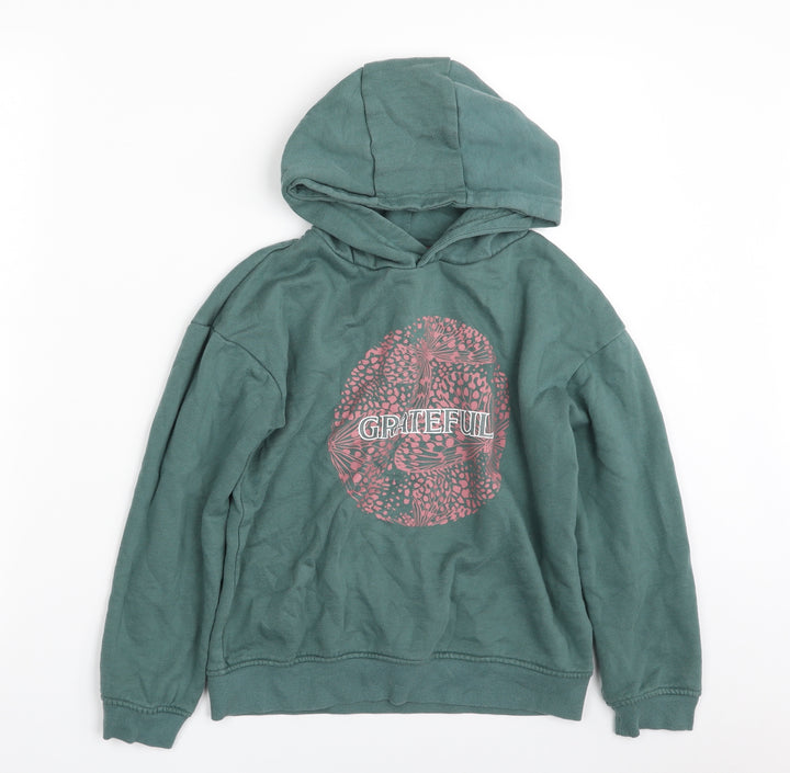 Primark Girls Green  Cotton Pullover Hoodie Size 9-10 Years  Pullover - Grateful