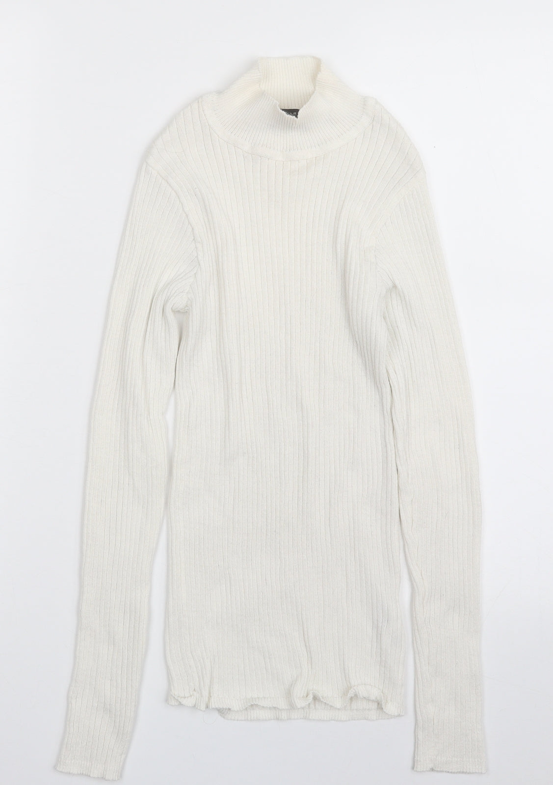 Primark Womens White High Neck  Polyester Pullover Jumper Size 4   - Size 4-6