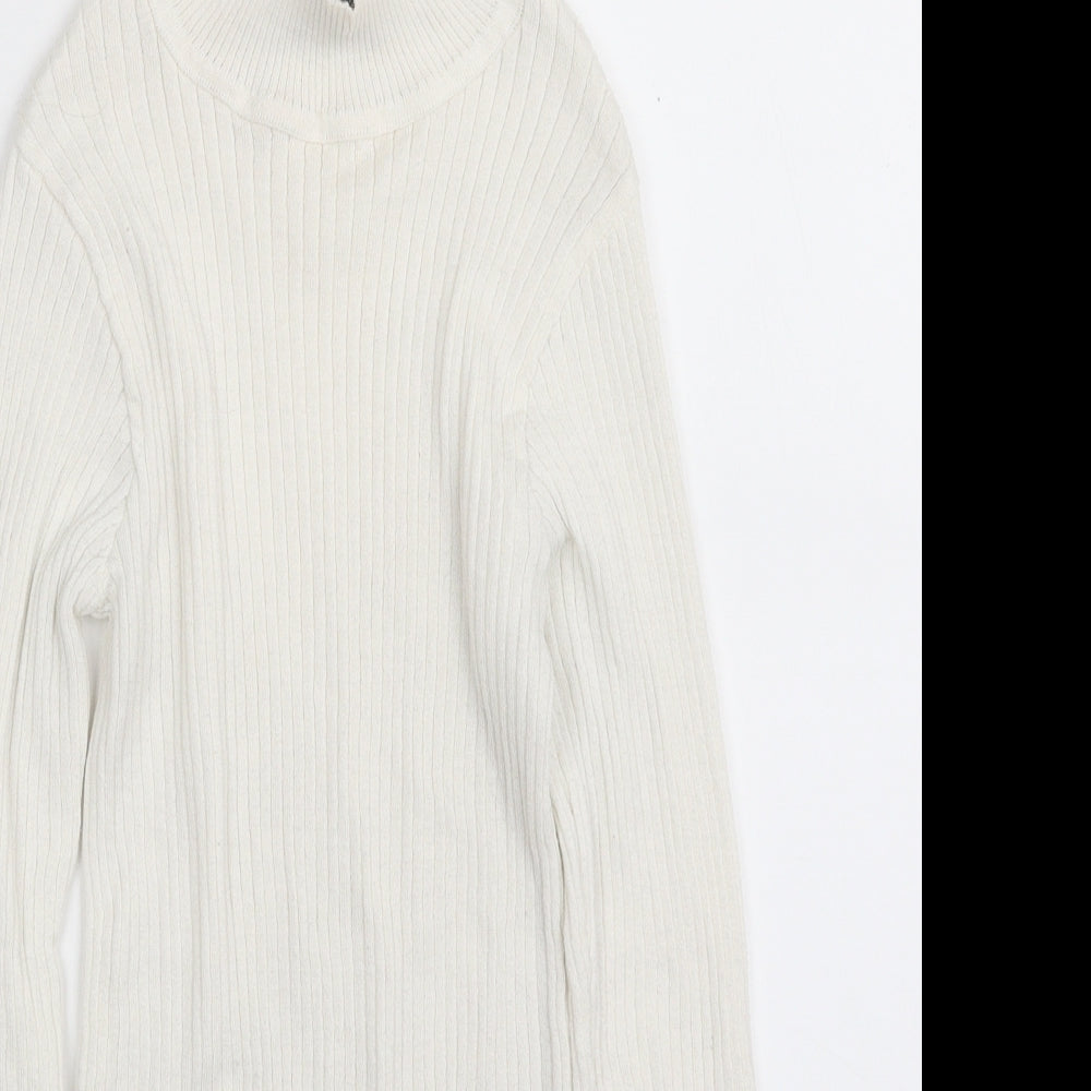Primark Womens White High Neck  Polyester Pullover Jumper Size 4   - Size 4-6