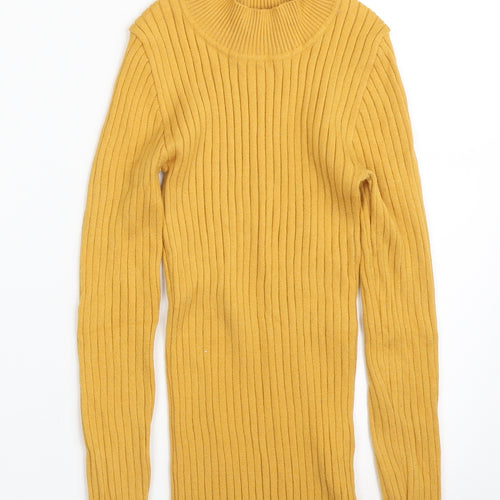 Primark Womens Yellow High Neck  Viscose Pullover Jumper Size 4   - Size 4-6