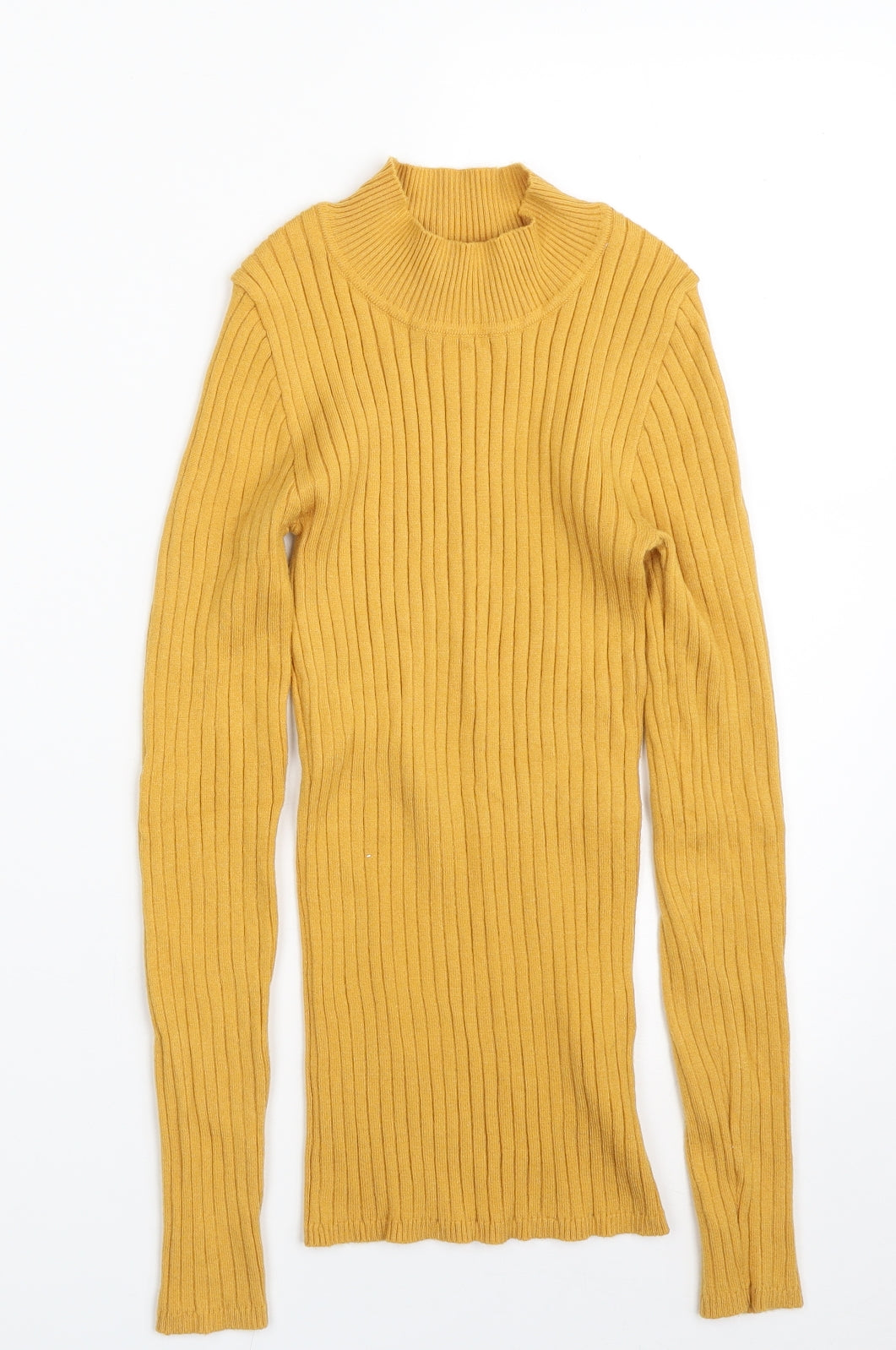 Primark Womens Yellow High Neck  Viscose Pullover Jumper Size 4   - Size 4-6