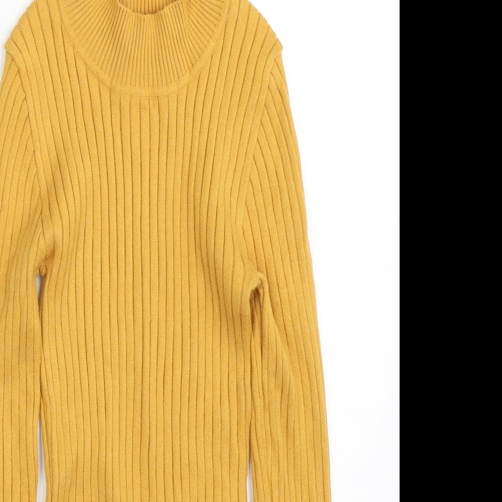 Primark Womens Yellow High Neck  Viscose Pullover Jumper Size 4   - Size 4-6
