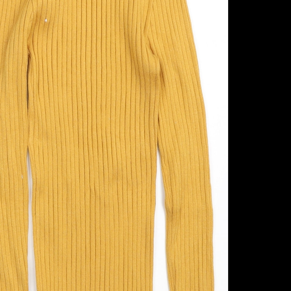 Primark Womens Yellow High Neck  Viscose Pullover Jumper Size 4   - Size 4-6