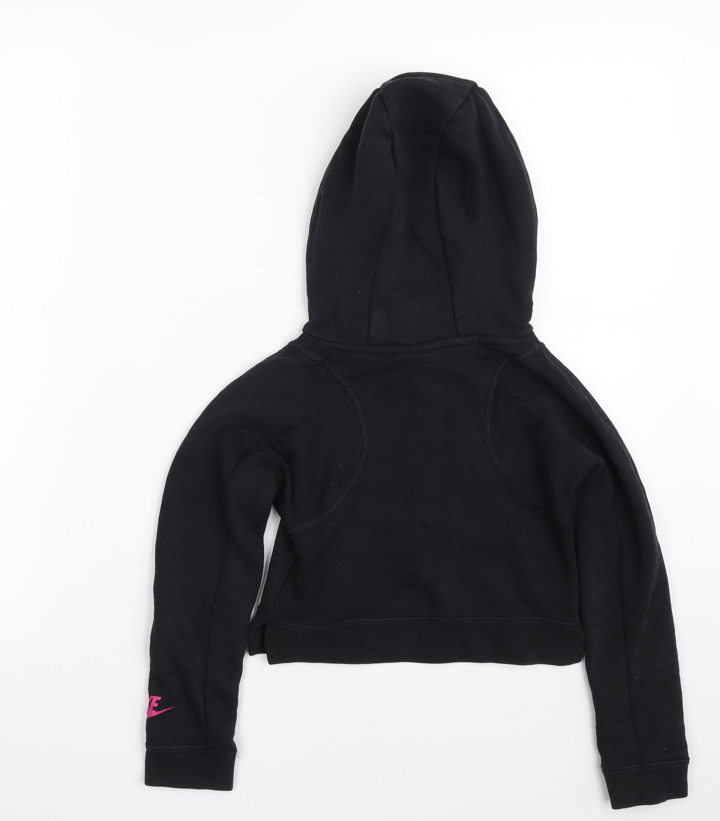 Nike Girls Black  Cotton Pullover Hoodie Size 6-7 Years  Pullover - JUST DO IT!