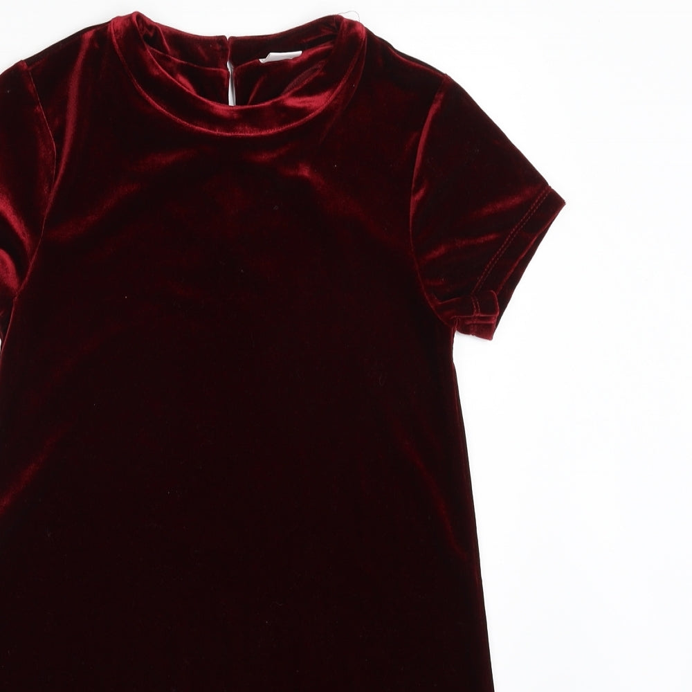 NEXT Girls Red  Polyester A-Line  Size 9 Years  Scoop Neck Pullover