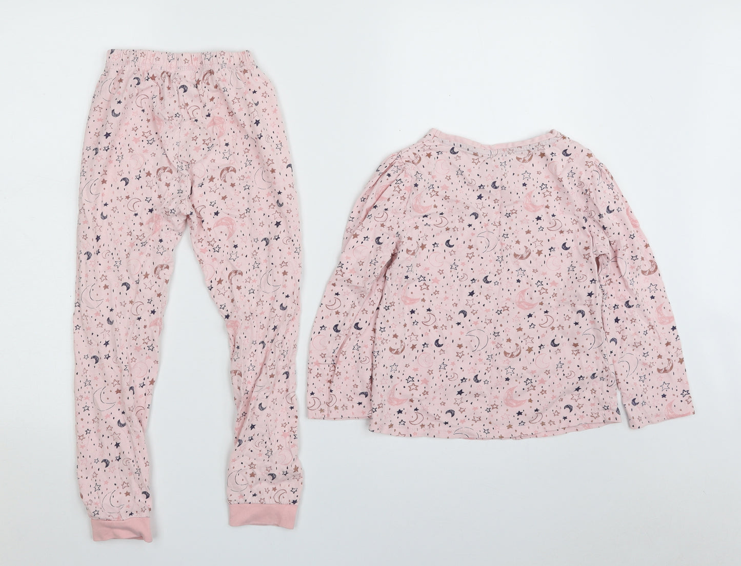George Girls Pink Solid Cotton Top Pyjama Set Size 6-7 Years  Pullover - STARS