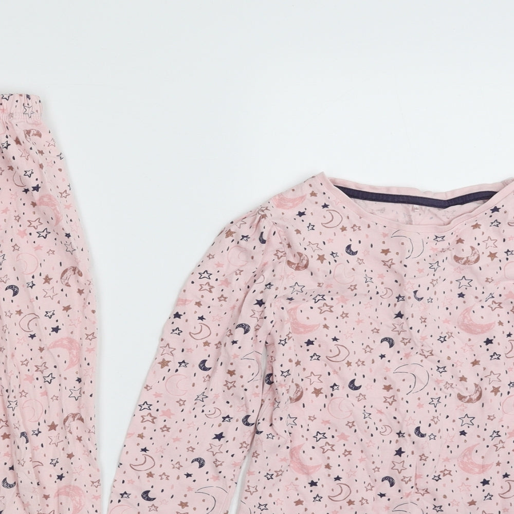 George Girls Pink Solid Cotton Top Pyjama Set Size 6-7 Years  Pullover - STARS