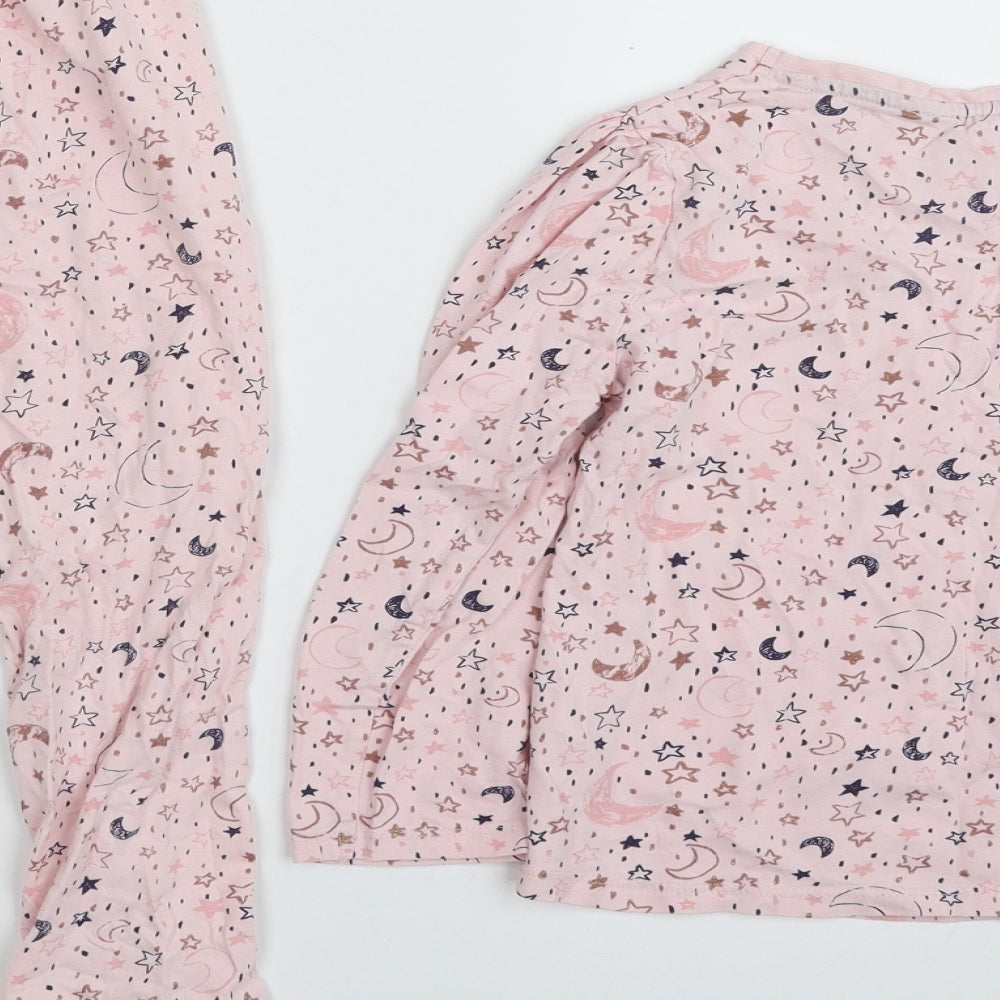 George Girls Pink Solid Cotton Top Pyjama Set Size 6-7 Years  Pullover - STARS