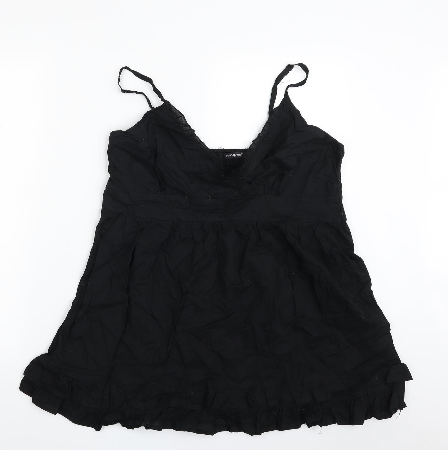 Atmosphere Womens Black  100% Cotton Basic Blouse Size 16 V-Neck