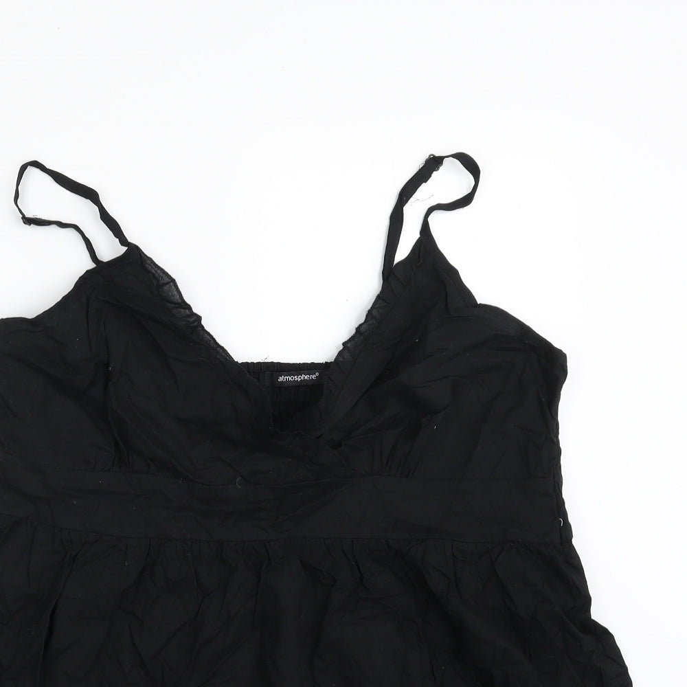 Atmosphere Womens Black  100% Cotton Basic Blouse Size 16 V-Neck