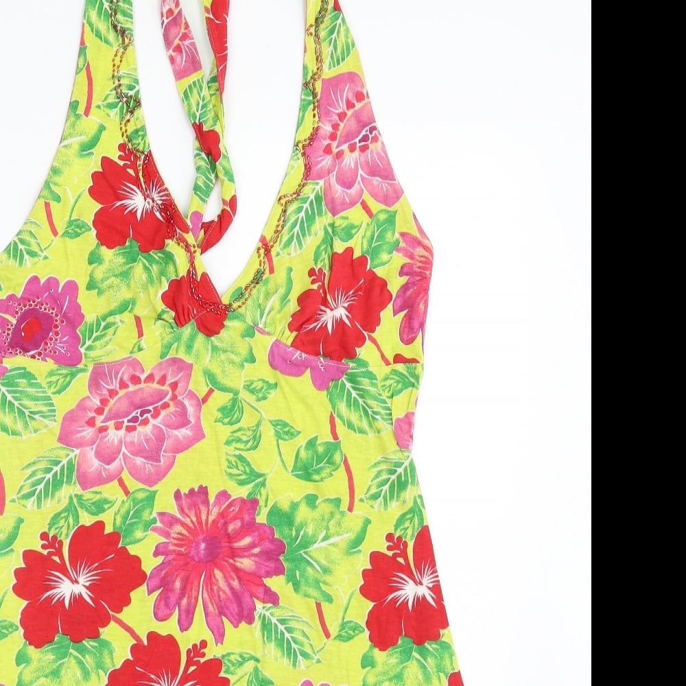 Atmosphere Womens Multicoloured Floral 100% Cotton Shift  Size 12  Halter Pullover - Size 12-14