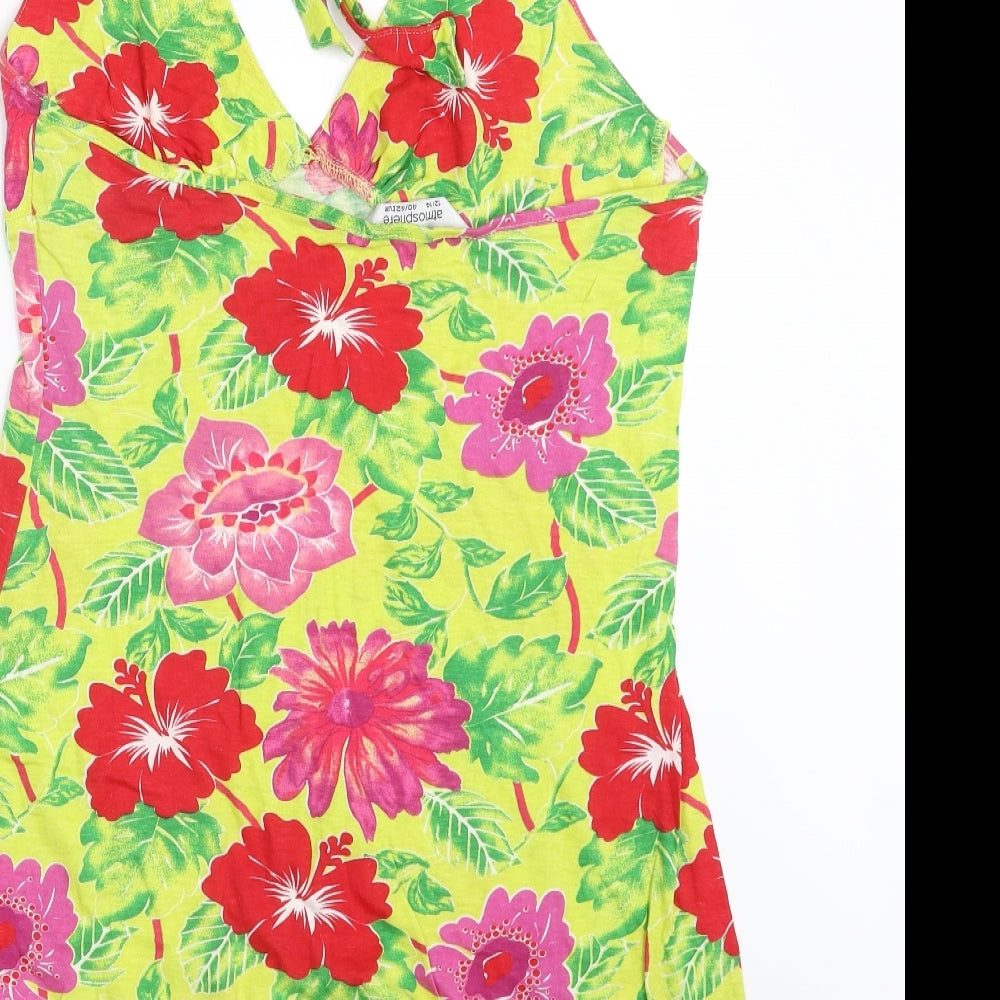 Atmosphere Womens Multicoloured Floral 100% Cotton Shift  Size 12  Halter Pullover - Size 12-14