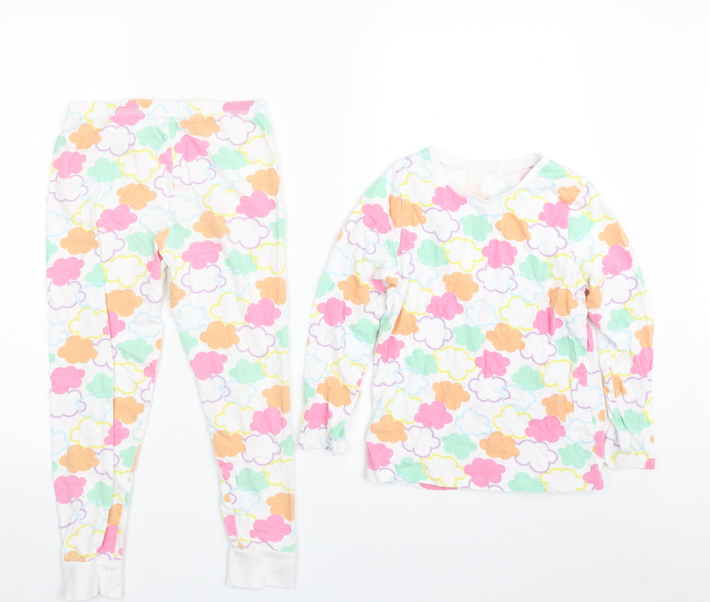 George Girls Multicoloured Solid 100% Cotton Top Pyjama Set Size 6-7 Years  Pullover - Cloud
