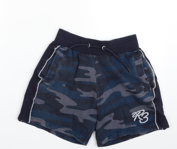 Ripstop Boys Blue Camouflage Cotton Sweat Shorts Size M Regular Drawstring