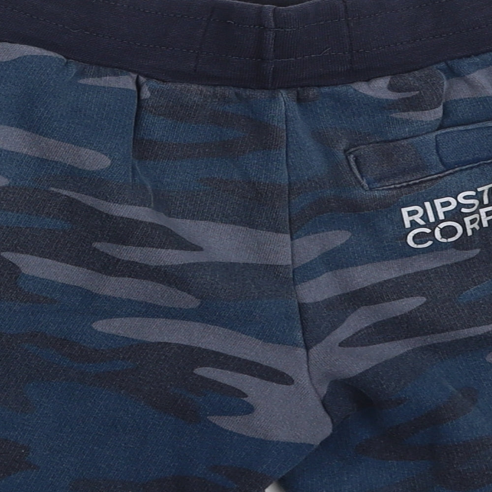 Ripstop Boys Blue Camouflage Cotton Sweat Shorts Size M  Regular Drawstring