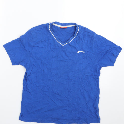 Slazenger Boys Blue  100% Cotton Pullover T-Shirt Size 11-12 Years V-Neck Pullover