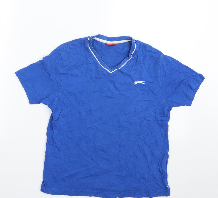 Slazenger Boys Blue 100% Cotton Pullover T-Shirt Size 11-12 Years V-Neck Pullover
