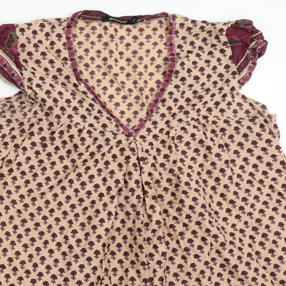 Atmosphere Womens Multicoloured Floral 100% Cotton A-Line  Size 16  V-Neck Pullover