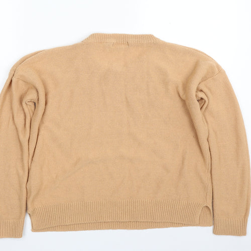 Brave Soul Womens Brown Crew Neck  Acrylic Pullover Jumper Size 12