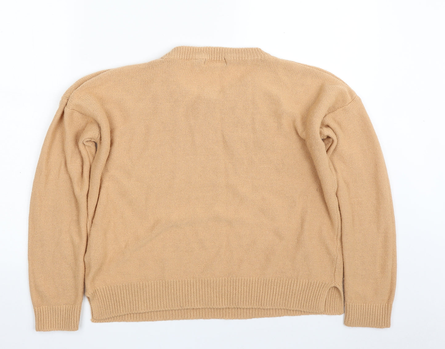 Brave Soul Womens Brown Crew Neck  Acrylic Pullover Jumper Size 12