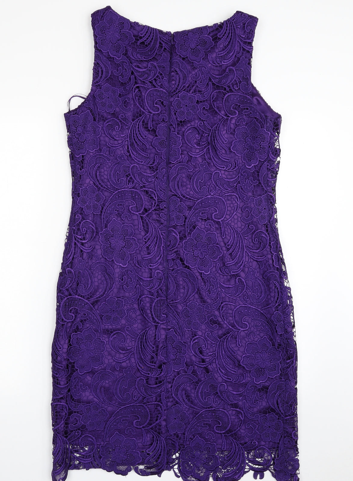 Savida  Womens Purple Floral Polyester Sheath  Size 14  Boat Neck Zip